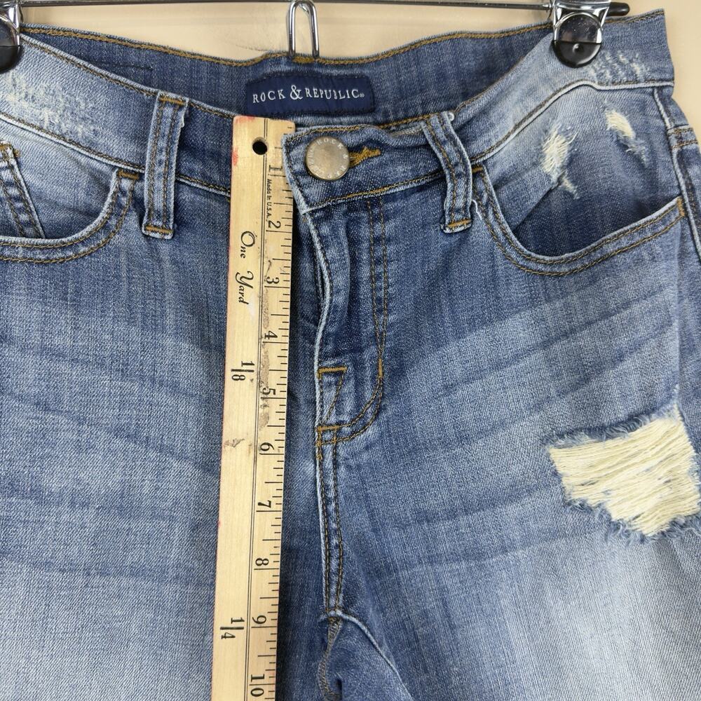 Rock & Republic Bumpershoot Denim Shorts Frayed Hem Women’s Size 6 Mid Rise - Picture 8 of 12